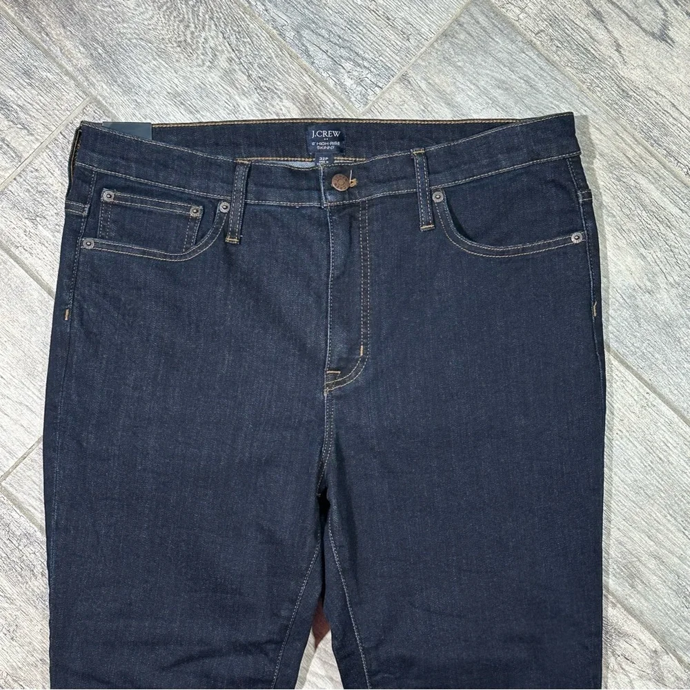 NWT J. CREW 10” High Rise Skinny Dark Wash Signature Stretch 32 Petite